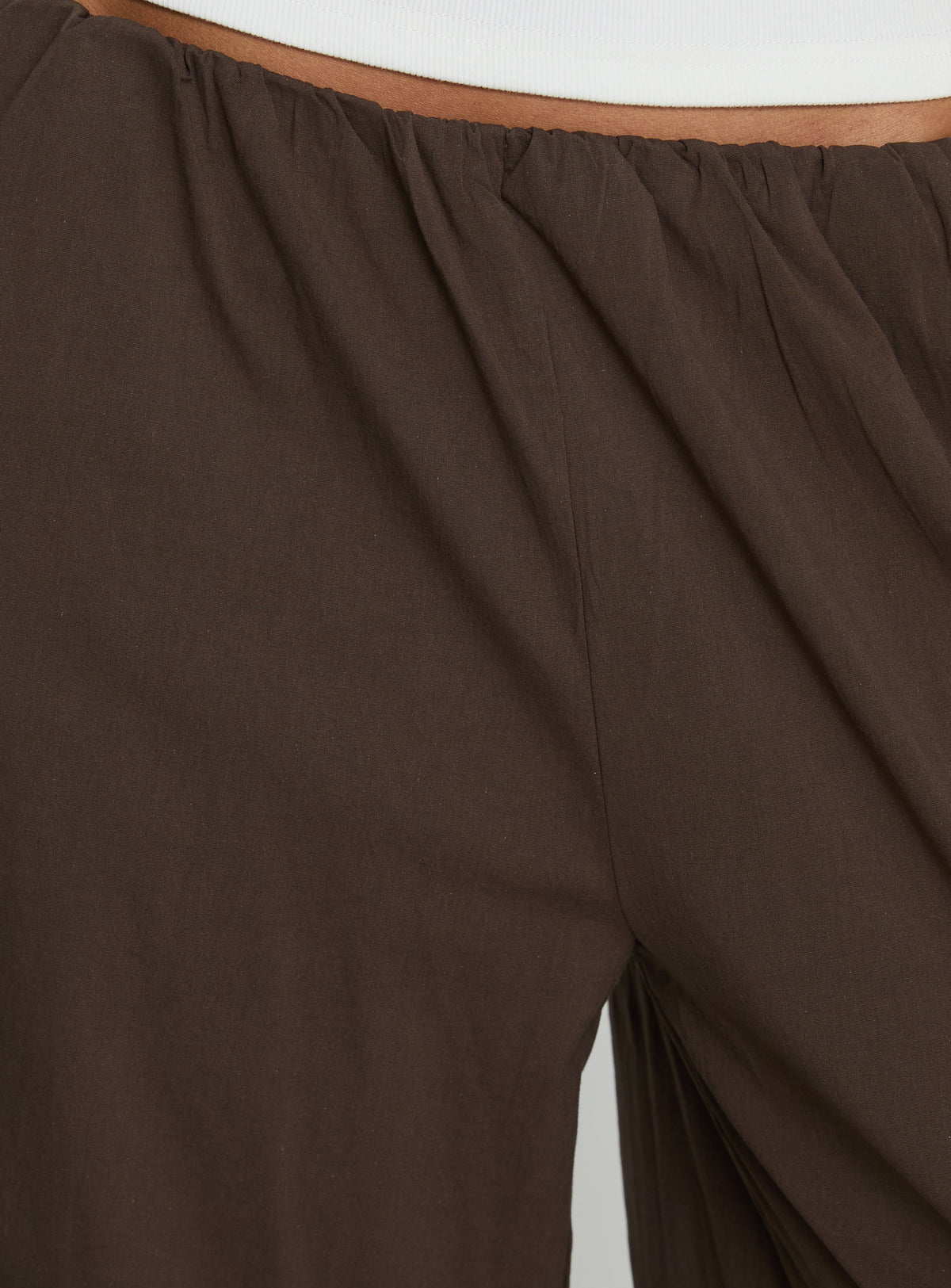 Highlighting Lunea Concealed Waistband Pants Brown Tall in womens regular pants with high-rise product Princess Polly