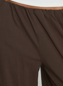 Highlighting Lunea Concealed Waistband Pants Brown Tall in womens regular pants with high-rise product Princess Polly