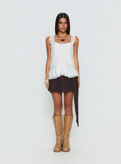 Fever Dream Babydoll Lace Trim Top White
