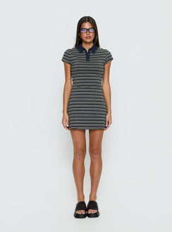 Britte Polo Shirt Mini Dress Navy Stripe