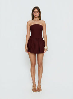 Evrae Strapless Playsuit Brown