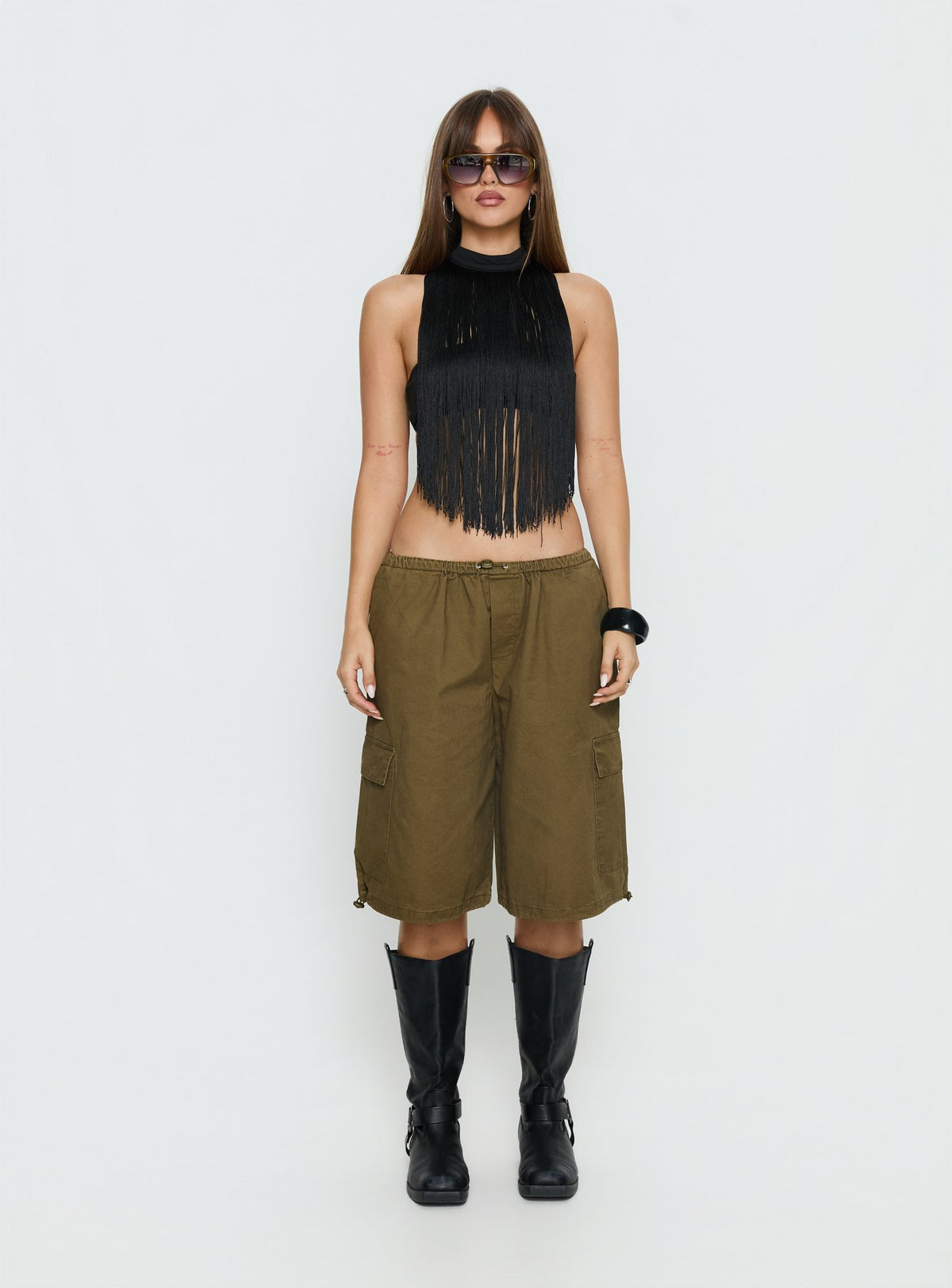 Allyza Baggy Cargo Shorts Olive Petite