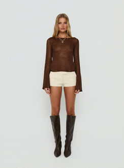 Evanne Long Sleeve Knit Top Brown