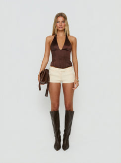Midnight Kiss Corset Halter Top Brown
