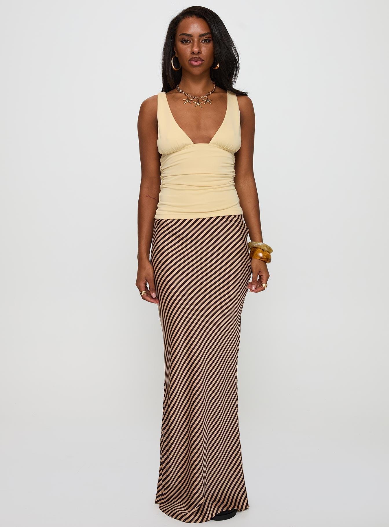Discover the Eliena Maxi Skirt Multi Tall womens-skirts in maxi length front view of model wearing
