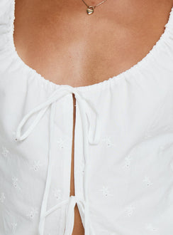 Love of Mine Scoop Anglaise Sleep Cami Top White