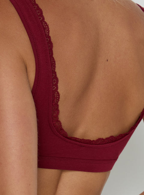 Flissie Plunge Lace Bralette Burgundy