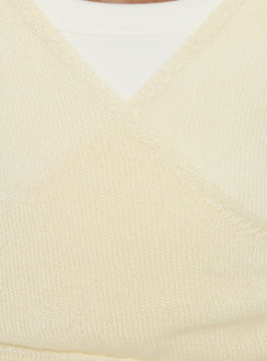 product Princess Polly Tonee Sheer Wrap Knit Cardigan Butter Cream cropped 