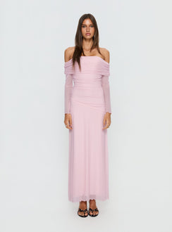 Emorissa Off Shoulder Long Sleeve Maxi Dress Soft Pink
