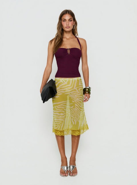 Cielo Mesh Halter Top Plum