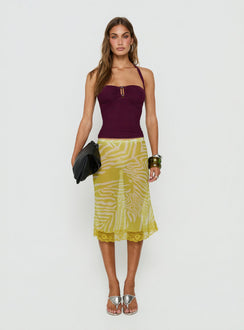 Babydoll Sheer Midi Skirt Chartreuse