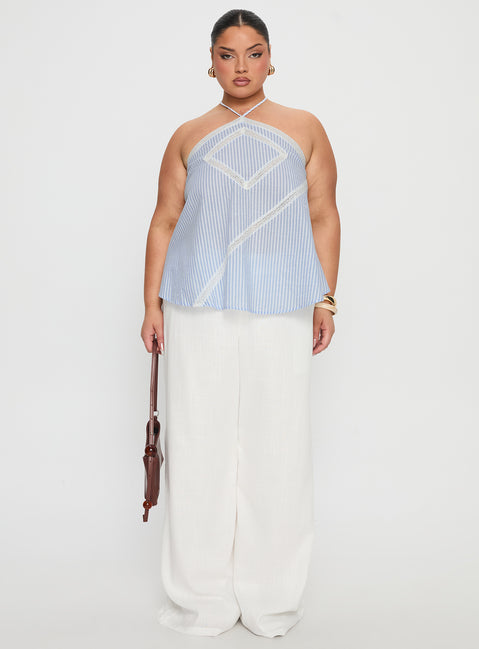 front view of model wearing Princess Polly Pedra Wide Leg Pant White Curve High Rise Pants 
