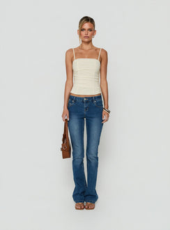 Missimo Ruched Mesh Corset Top Cream