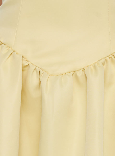 Soft Bloom Drop Waist Strapless Maxi Dress Yellow