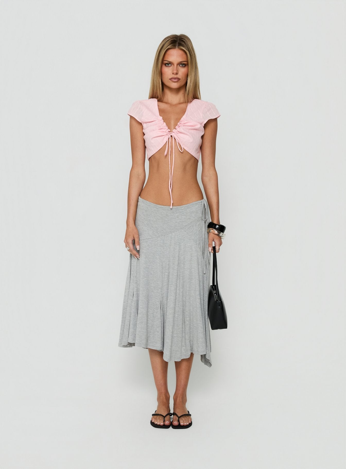 Cordelea Ruched Micro Crop Top Pink