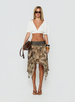 Dark Mirage Asymmetrical Midi Skirt Leopard