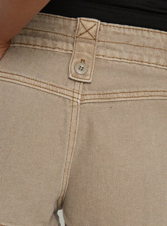 Headphones On Micro Cargo Short Washed Brown
