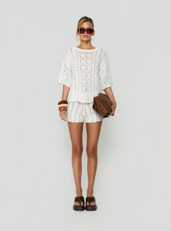 Rheara Knit Tie Waist Shorts White