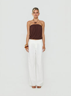 Taleisa Gathered Drape Strapless Top Brown