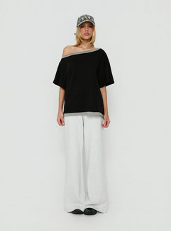 Celeia Layered Off Shoulder Tee Black / Grey
