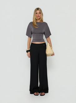 Arazia Cinched Short Sleeve Top Charcoal