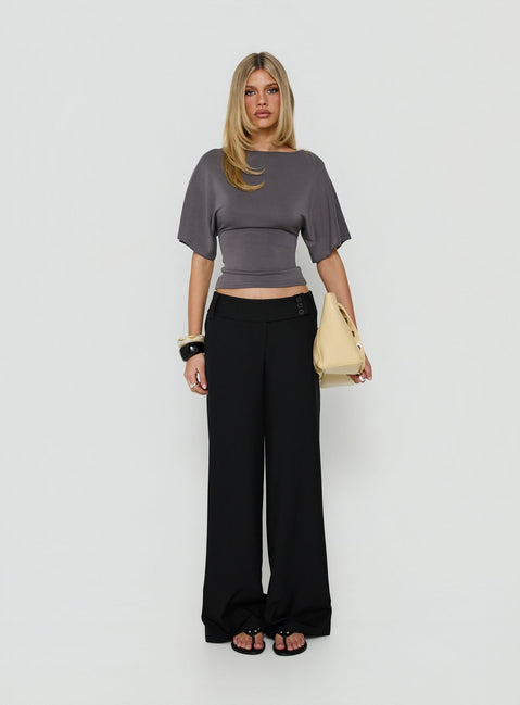 Arazia Cinched Short Sleeve Top Charcoal