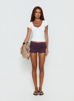 Daily Define Deep V Short Sleeve Top White