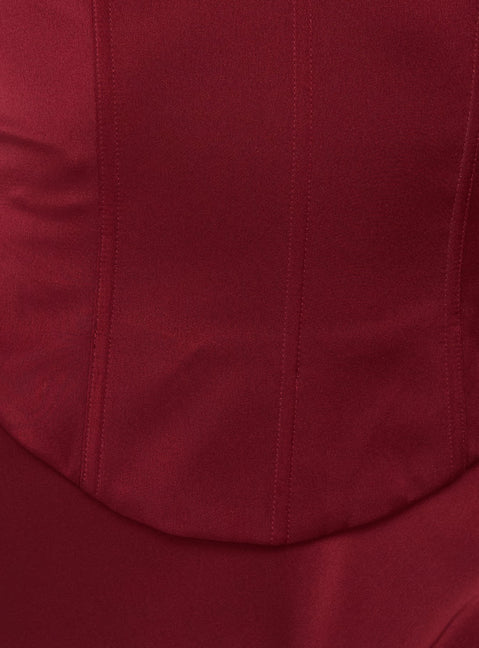 Devotedness Satin Corset Maxi Dress Deep Red