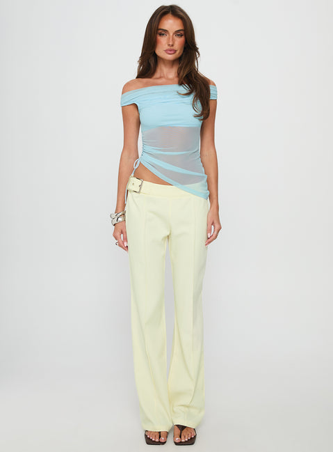Vesira Mesh Off Shoulder Top Blue
