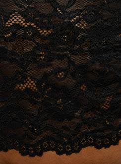 Quinbie Lace Short Sleeve Top Black