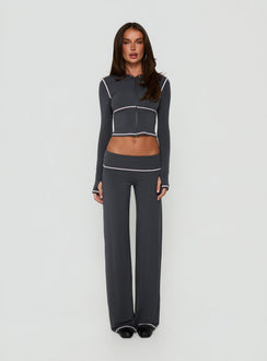 Kimberlyn Jersey Straight Leg Pants Grey
