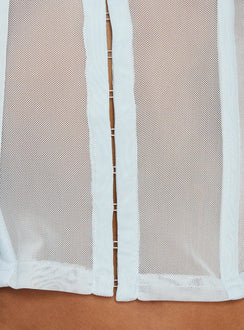 Anistasia Mesh Keyhole Corset Top Icy Blue