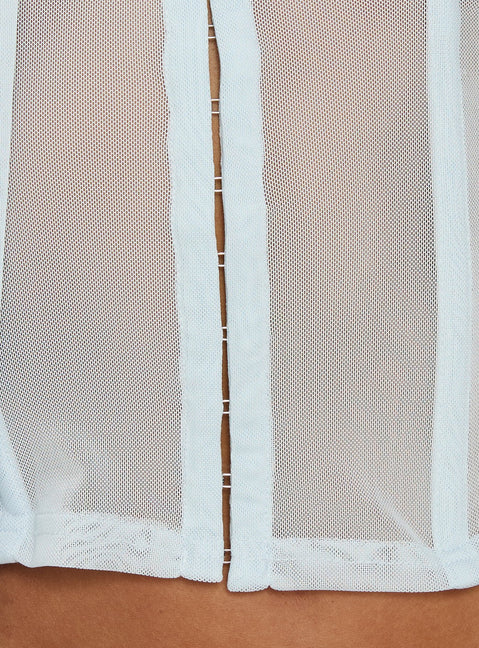 Anistasia Mesh Keyhole Corset Top Icy Blue
