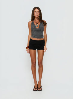 Madlyn Cowl Neck Top Dark Grey