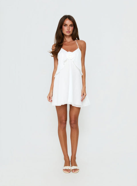 Big Picture Chiffon Babydoll Frill Mini Dress White