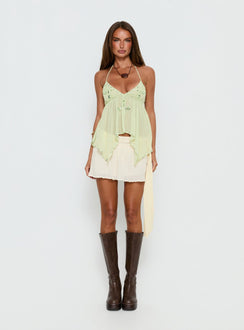 Wistie Asymmetrical Beaded Top Green