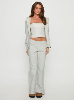 back view of model wearing Princess Polly All Day Oversized Hoodie Grey Marle cropped Jumpers 