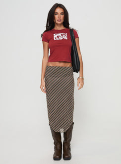   front view of model wearing Princess Polly Harbor Stripe Midi Skirt Multi Midi Skirts Skirts 