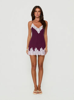 Call My Lover Lace Slip Mini Dress Berry / Lilac