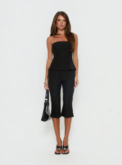 Isalyn Strapless Tailored Top Black Pinstripe