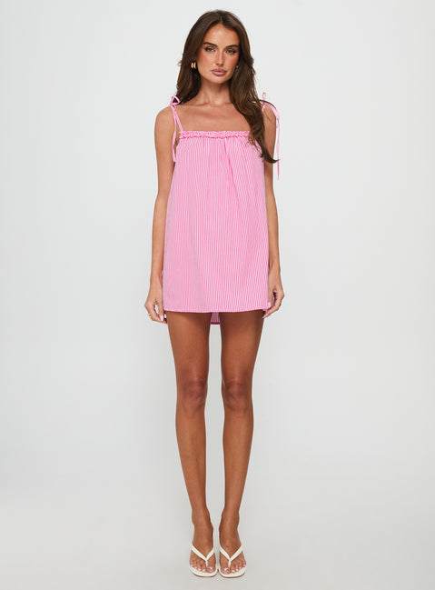 Little Wonders Frill Smock Mini Dress Pink Stripe