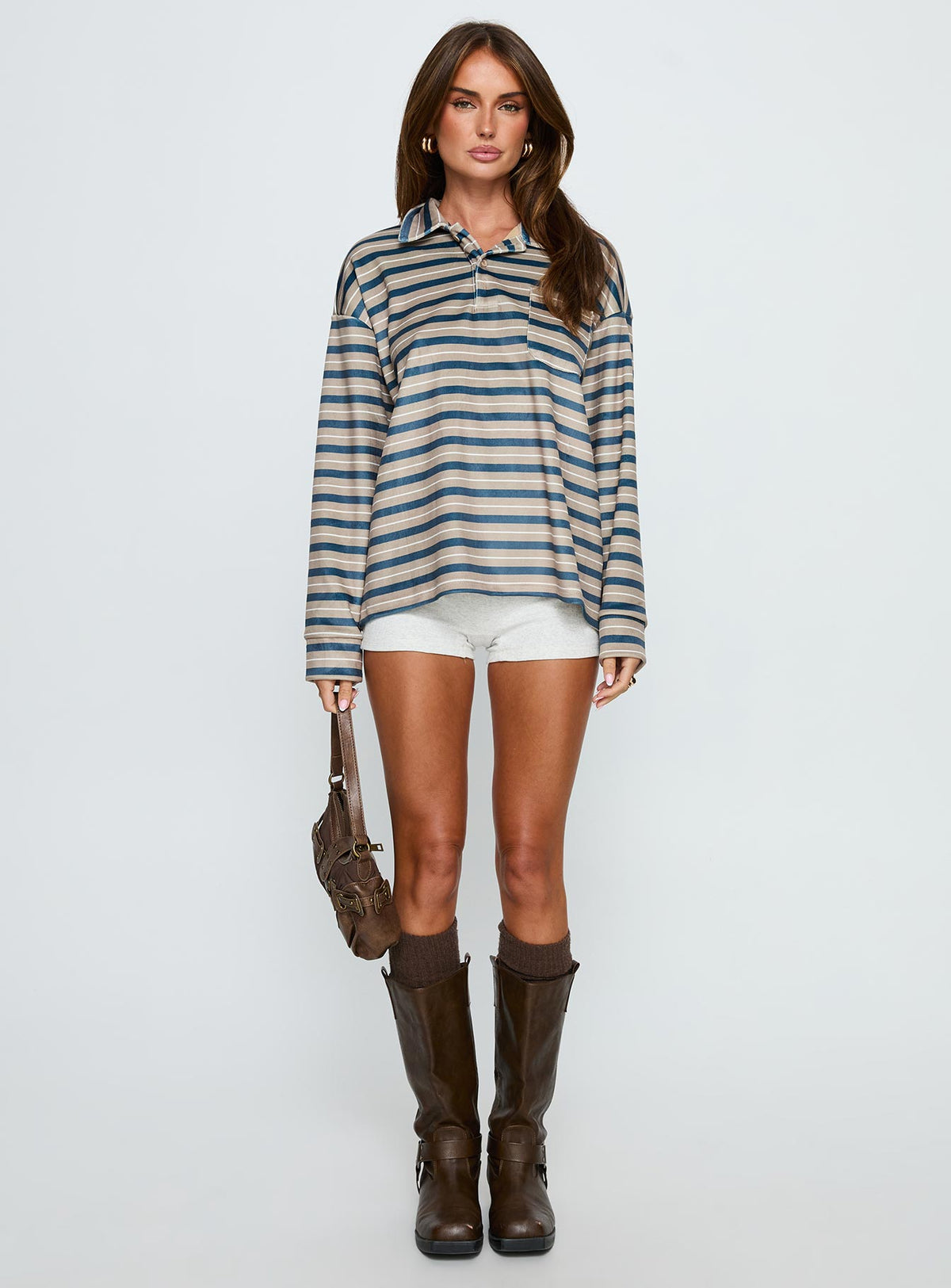Mystris Collared Jumper Khaki Stripe