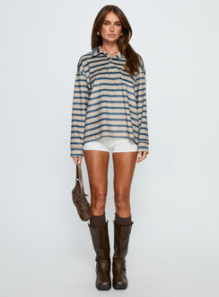Mystris Collared Jumper Khaki Stripe