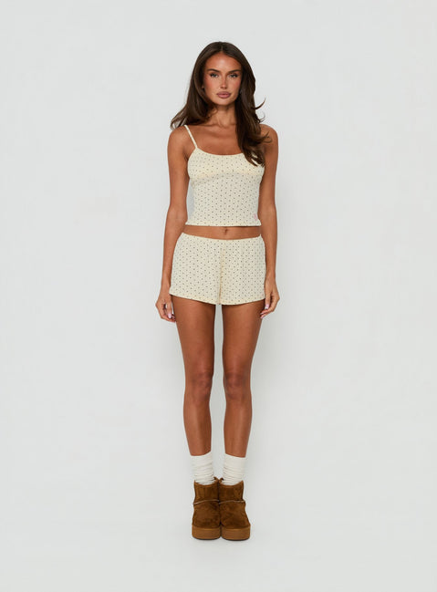 By Nightfall Pointelle Sleep Tank Top Cream Polka Dot