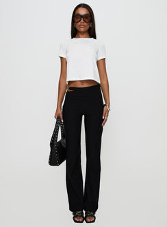 front view of model wearing Princess Polly Eyes On You Flare Pants Black High Waisted Pants 
