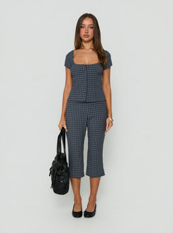 Mayvie Capri Pants Navy Check