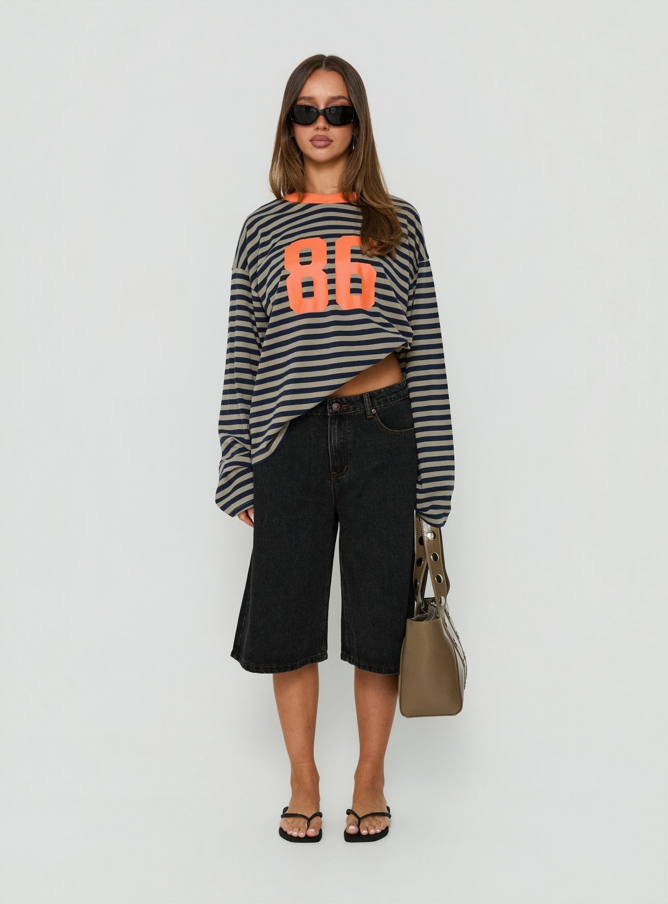 All Rounder Long Sleeve Varsity Graphic Top Multi Stripe