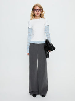 Caisey Layered Long Sleeve Top White / Blue Stripe
