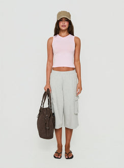 Camrynn High V Boxy Tank Top Pink