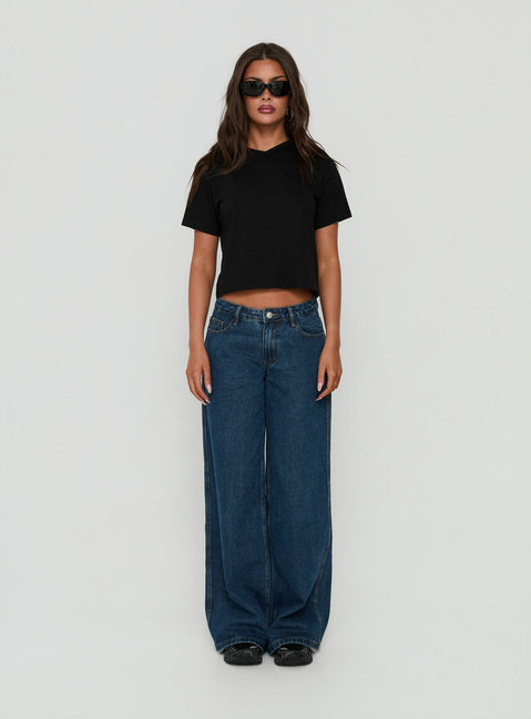 Dealia High V Boxy Tee Black